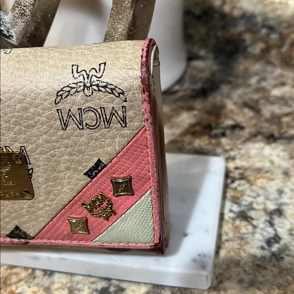MCM Tri-Color Wallet in Pink, Cream, and Tan - Picture 5 of 12